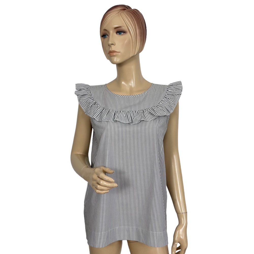 Loft Outlet Women's Striped Ruffle Neck Sleeveless Top XS